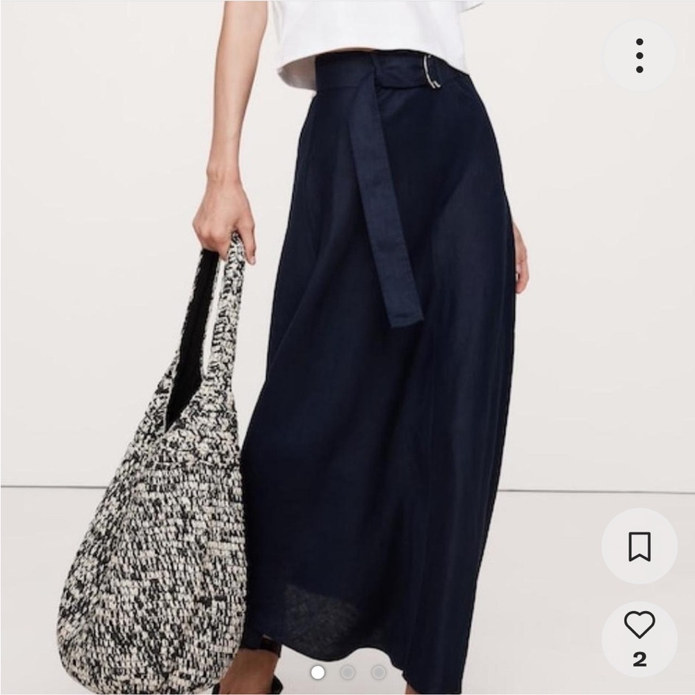 Banana Republic Navy Linen Maxi Skirt